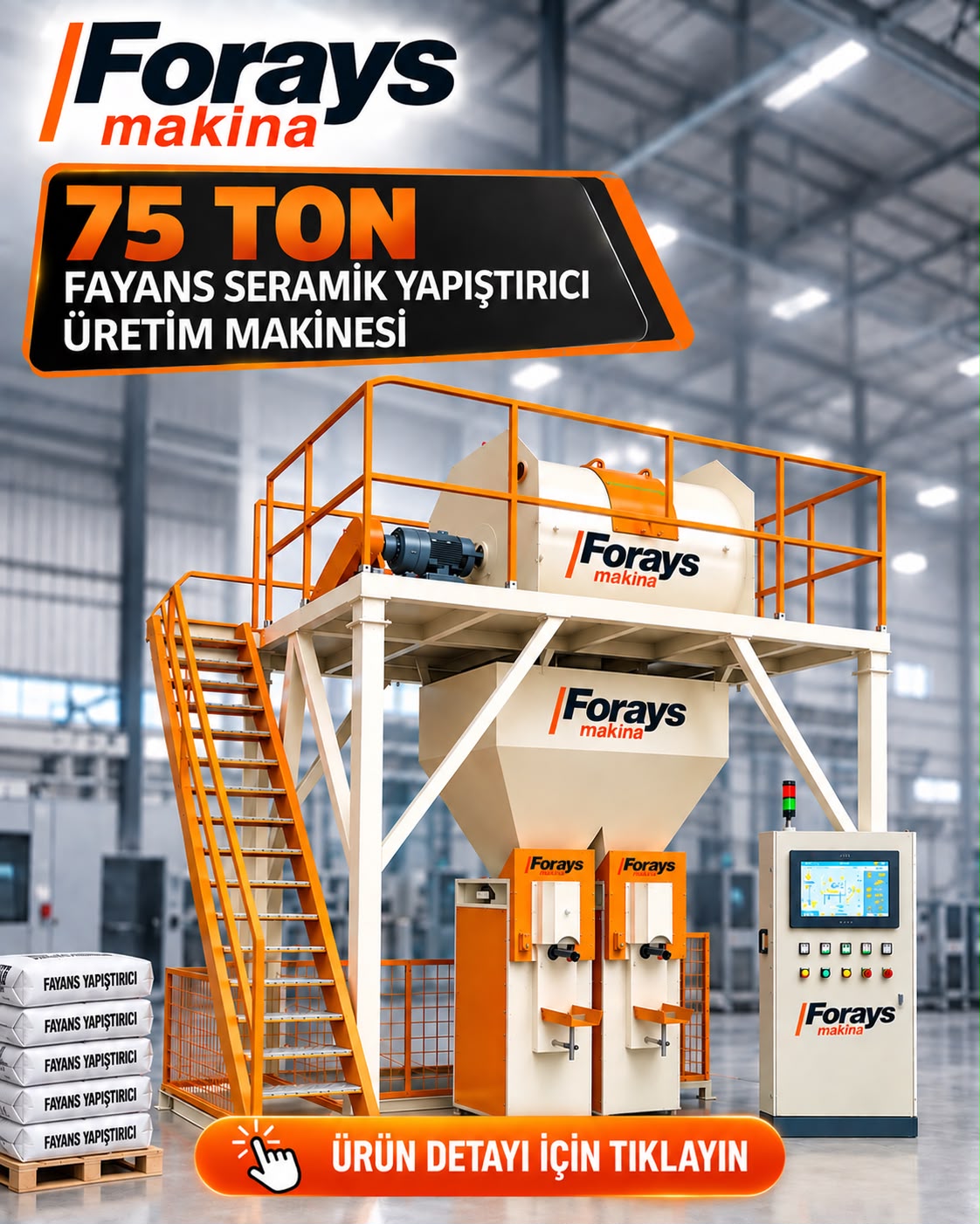 75 ton kapasİtelİ fayans ve seramİk yapiŞtirici Üretİm makİnesİ