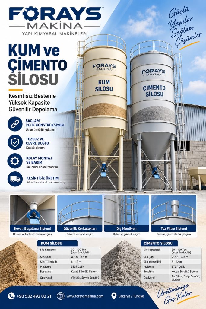 yapı kimyasalları için kum ve çimento siloları forays makina
